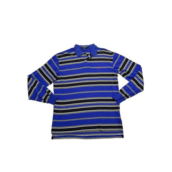 Vintage Polo Sport by Ralph Lauren Striped Collared Long Sleeve - 90โsโ Blue - M - Picture 1 of 5